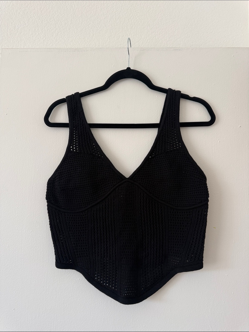ALO Yoga Black Knit Corset-Style Sports top